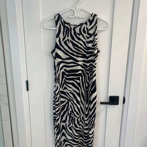 ZEBRA-PRINT JERSEY KNIT DRESS WITH LACE-UP BACK - SIZE S, Brand New No Tags
